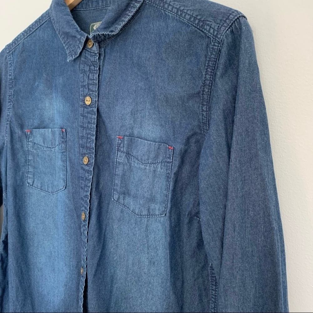 Roots SouthWestern Lightweight Denim Blue Shirt 100% cotton Sz L Ranch Rodeo - Picture 7 of 15